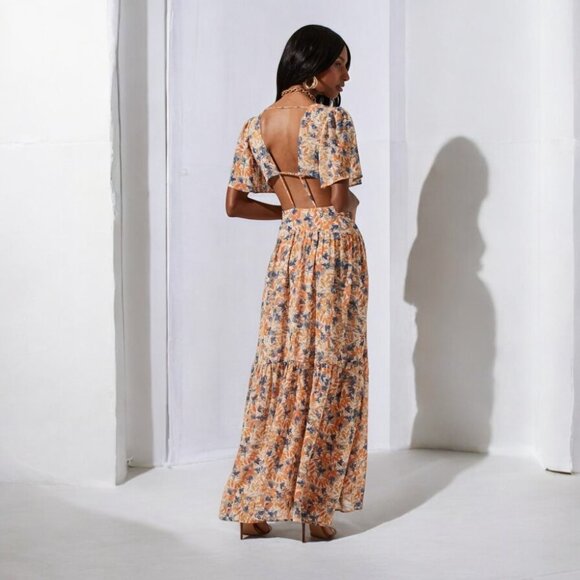 NWT ASTR SEDONA FLORAL BACK CUTOUT MAXI DRESS - Picture 5 of 5